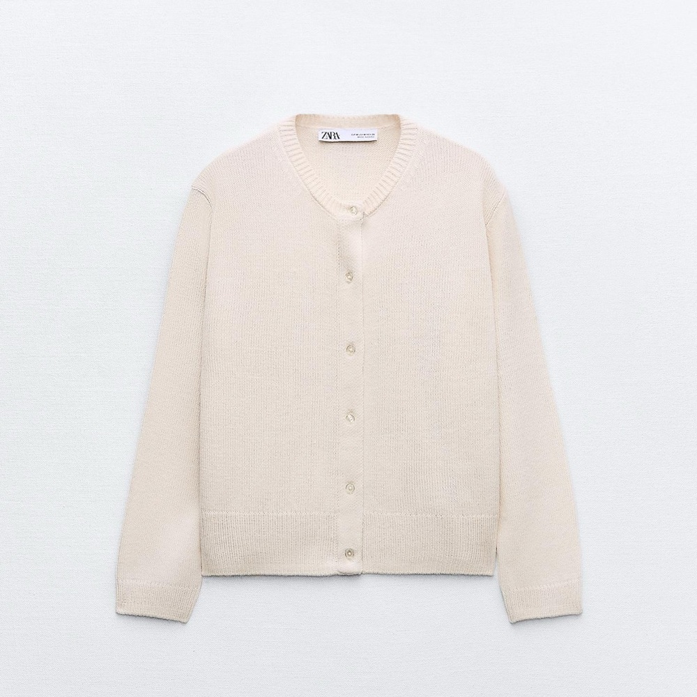 Zara Women's Cream Knit Cardigan